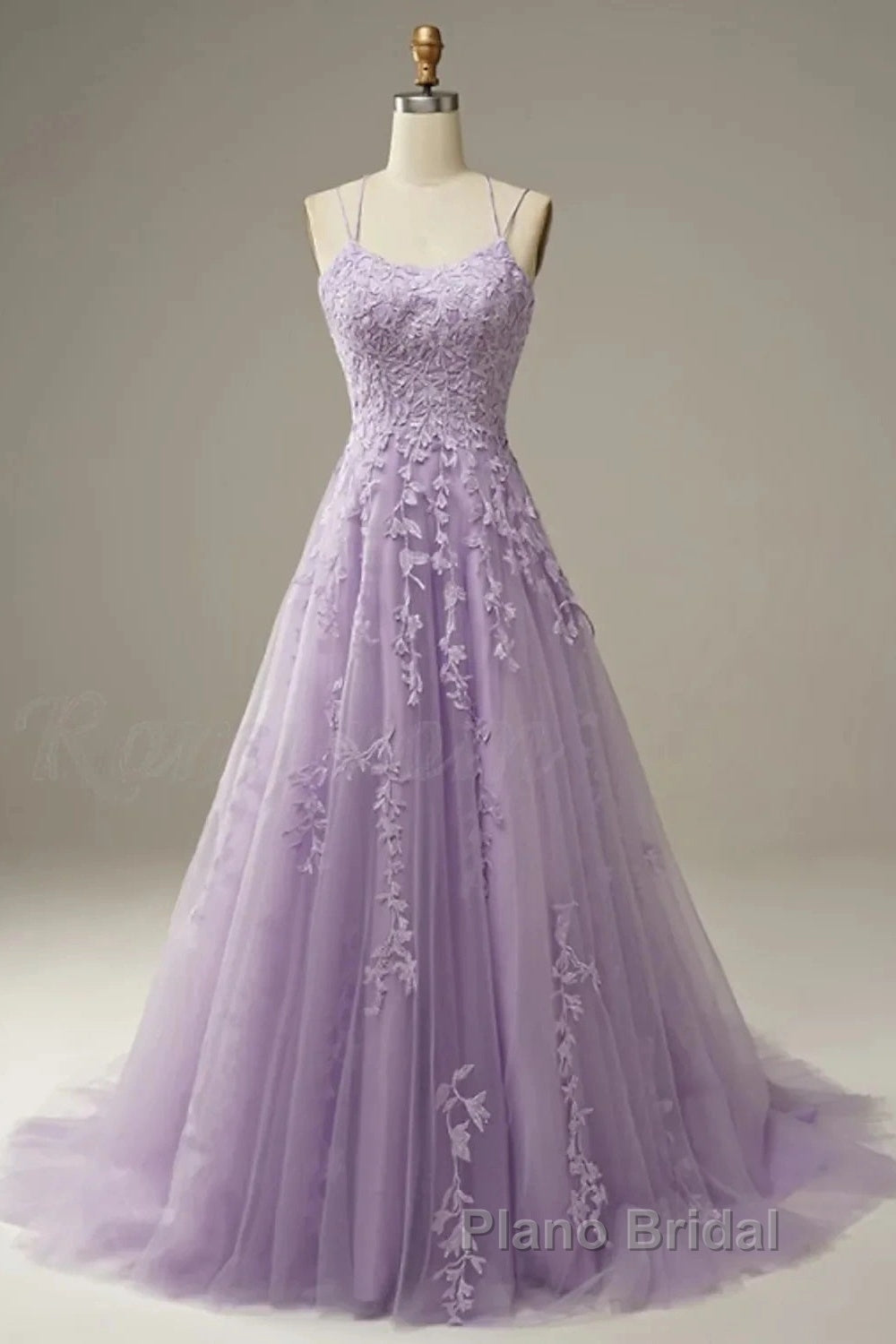 A-Line Formal Prom Dresses Floral Dresses Formal Sleeveless Strap Tulle With Appliques