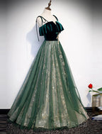 A-Line Formal Prom Dresses Glittering Dresses Wedding Guest Engagement Floor Length Sleeveless Spaghetti Strap Organza With Sequin