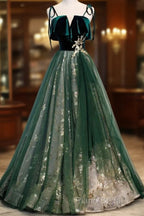 A-Line Formal Prom Dresses Glittering Dresses Wedding Guest Engagement Floor Length Sleeveless Spaghetti Strap Organza With Sequin