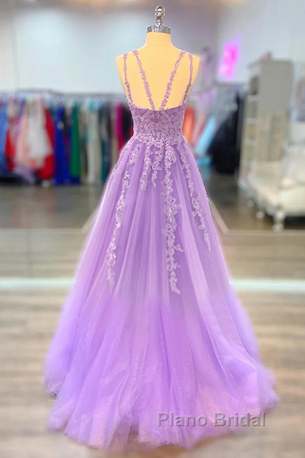 A-Line Formal Prom Dresses Maxi Dresses Formal Court Train Sleeveless Spaghetti Strap Stretch Chiffon With Appliques Shouder Flower Secondary image