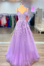 A-Line Formal Prom Dresses Maxi Dresses Formal Court Train Sleeveless Spaghetti Strap Stretch Chiffon With Appliques Shouder Flower
