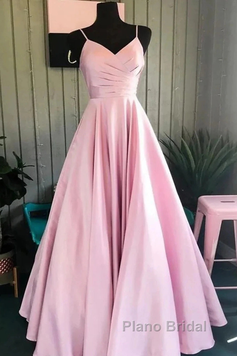 A-Line Formal Prom Dresses Minimalist Dresses Formal Wedding Guest Floor Length Sleeveless V Neck Bridesmaid Dresses Stretch Satin Backless