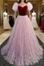 A-Line Formal Prom Dresses Princess Dresses Formal Prom Floor Length Short Sleeve Sweetheart Tulle With Sequin