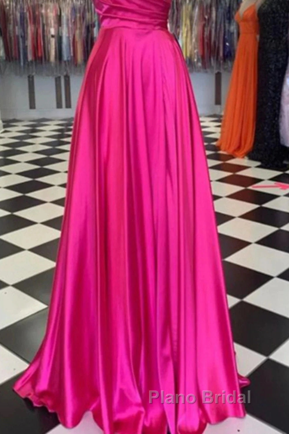 A-Line Formal Prom Dresses Sexy Dresses Formal Floor Length Sleeveless Spaghetti Strap Bridesmaid Dresses Charmeuse With Slit