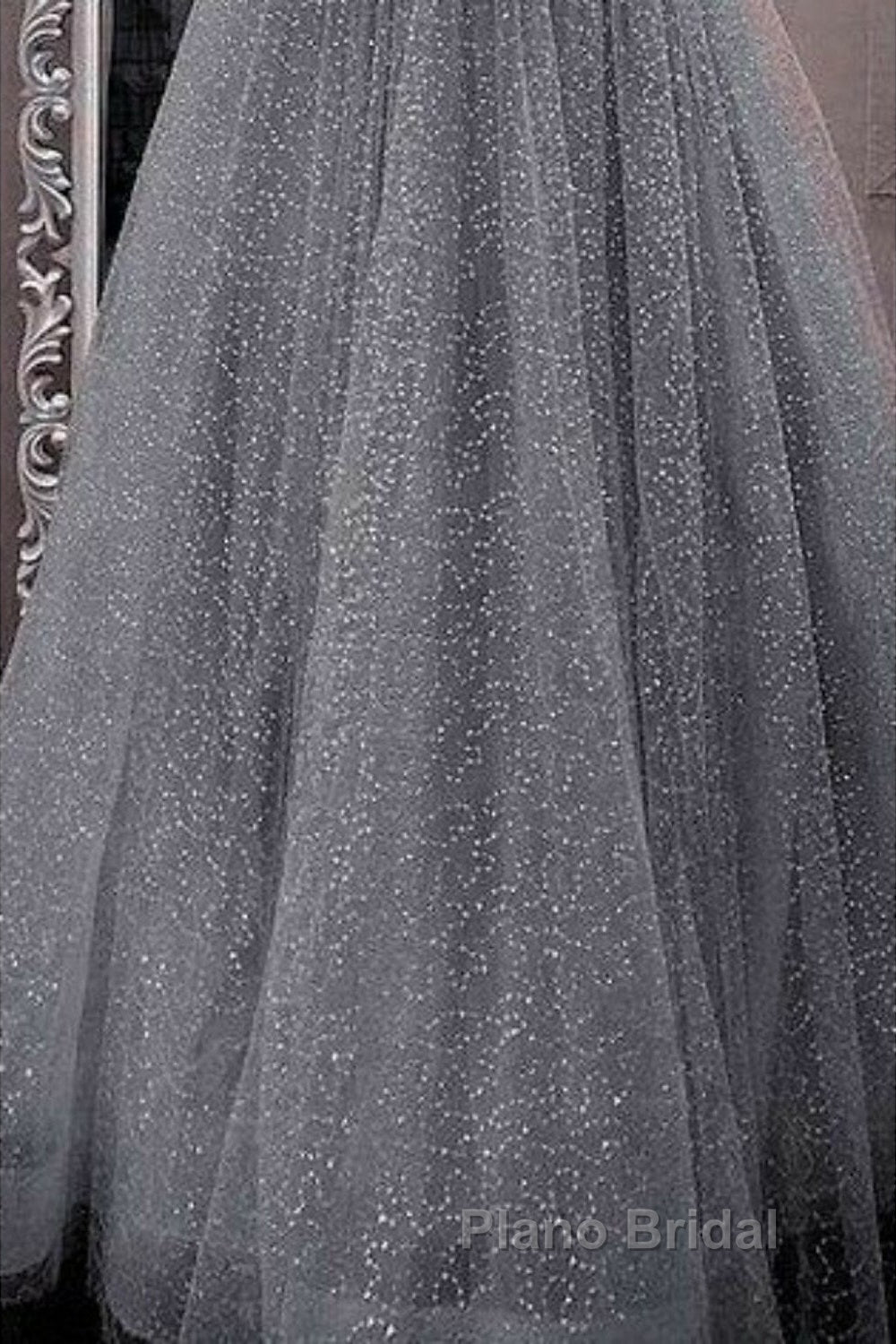A-Line Formal Prom Dresses Sparkle & Shine Dresses Party Dresses Birthday Floor Length Sleeveless Spaghetti Strap Tulle With Glitter Crystals