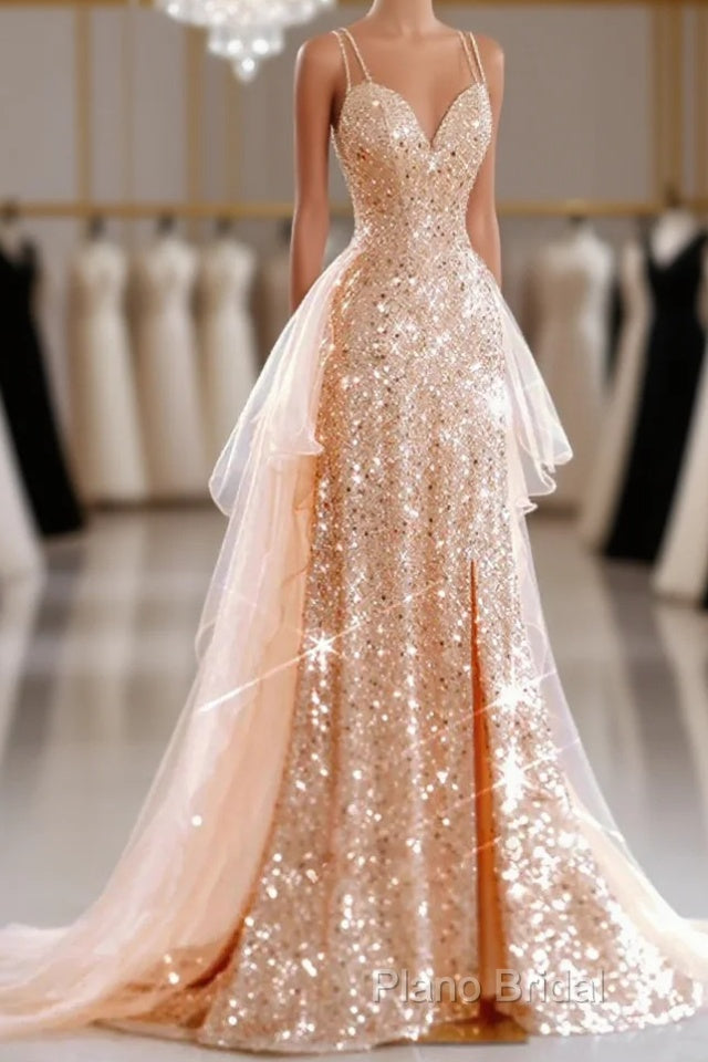 A-Line Formal Prom Dresses Sparkle & Shine Dresses Sweet 16 Birthday Floor Length Sleeveless Sweetheart Tulle With Sequin Main image