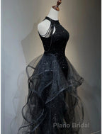A-Line Formal Prom Dresses Sparkle & Shine Dresses Wedding Party Sweep / Brush Train Sleeveless Sequined with Crystals Sequin Ruffles