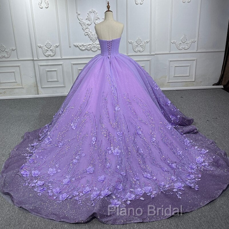 A Line Purple Lace Sweetheart With Corset Back Quinceanera Dresses Secondary image
