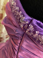 A Line Purple Strapless Formal Prom Gown Unique Long Formal Evening Dresses