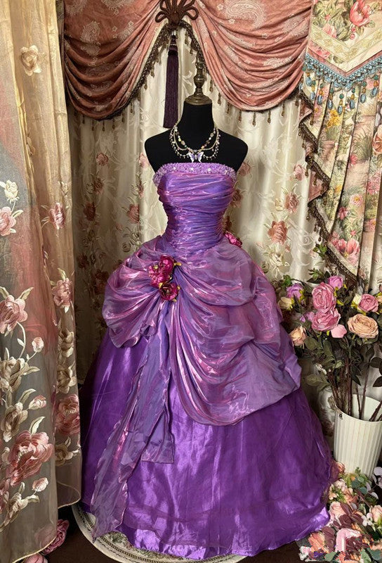 A Line Purple Strapless Formal Prom Gown Unique Long Formal Evening Dresses Main image