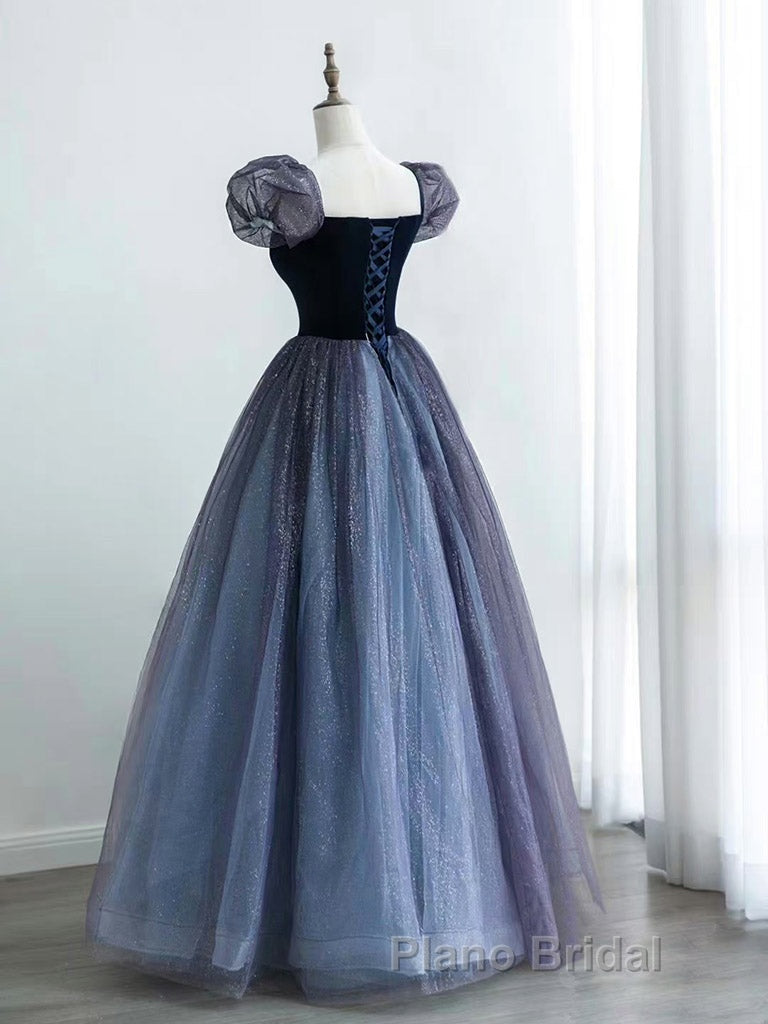 A-Line Purple Tulle Long Formal Prom Dress, Purple Sweet 16 Dress