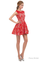 A-Line Red Lace Sleeveless Mini Homecoming Dresses