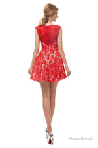 A-Line Red Lace Sleeveless Mini Homecoming Dresses