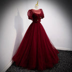 A Line Red Long Formal Prom Dresses