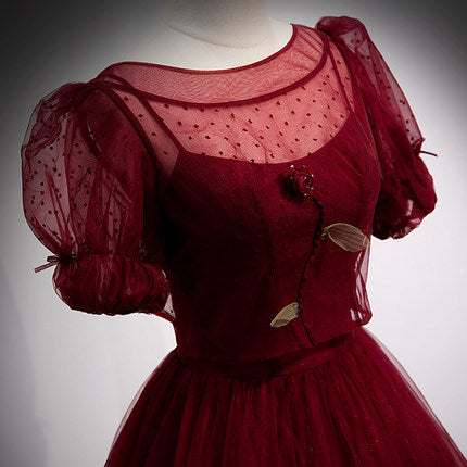 A Line Red Long Formal Prom Dresses