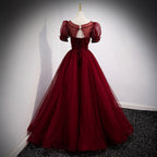A Line Red Long Formal Prom Dresses
