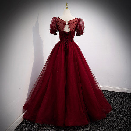 A Line Red Long Formal Prom Dresses