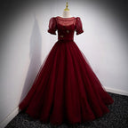 A Line Red Long Formal Prom Dresses
