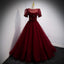 A Line Red Long Formal Prom Dresses