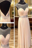 A Line Round Neck Floor Length Formal Prom Dresses, Long Pink Formal/Bridesmaid Dresses
