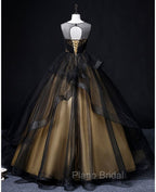 A-Line Round Neck Tulle Long Formal Prom Dresses, Elegant Evening Dresses