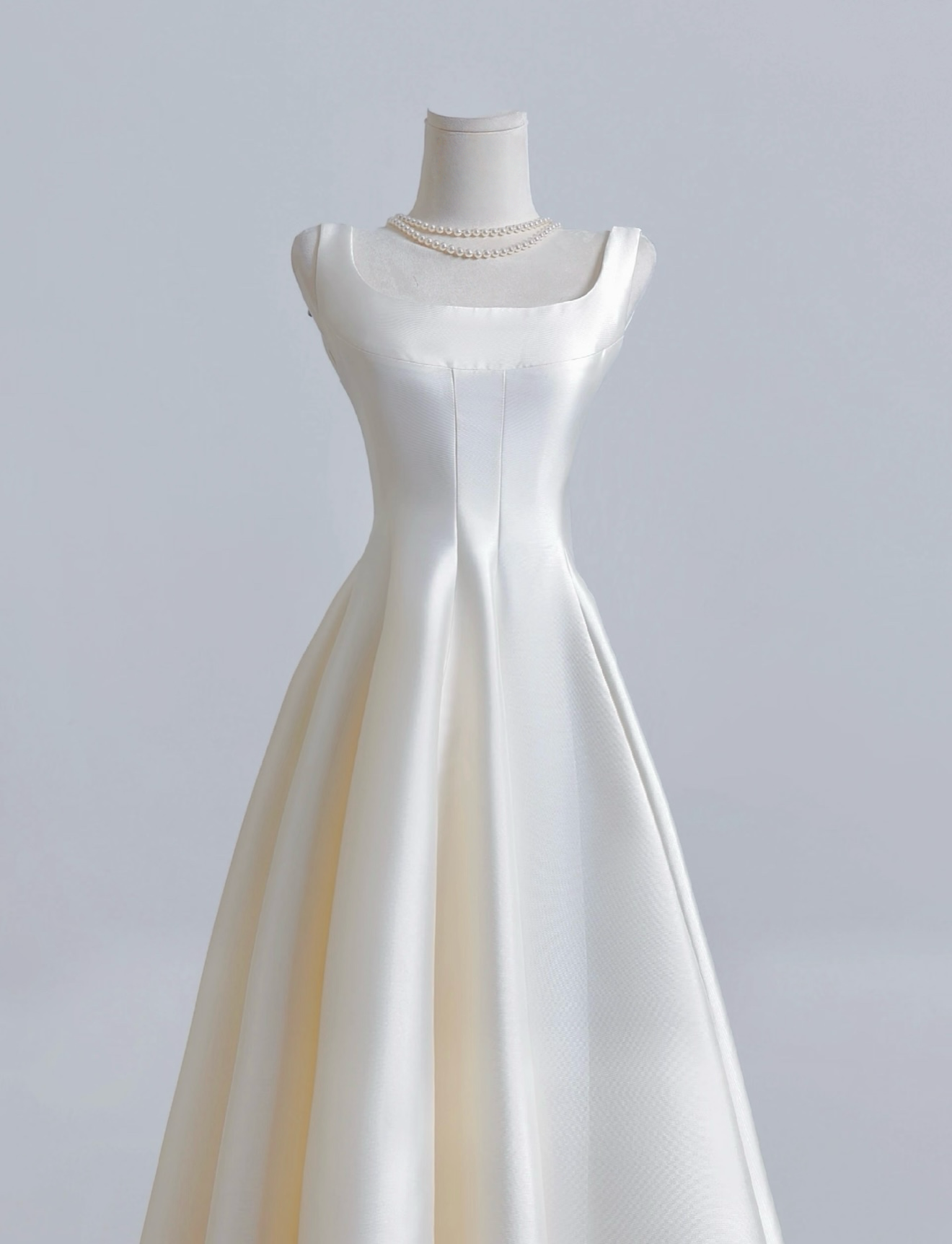 A-Line Satin Beige Long Formal Prom Dresses, Beige Long Formal Dresses