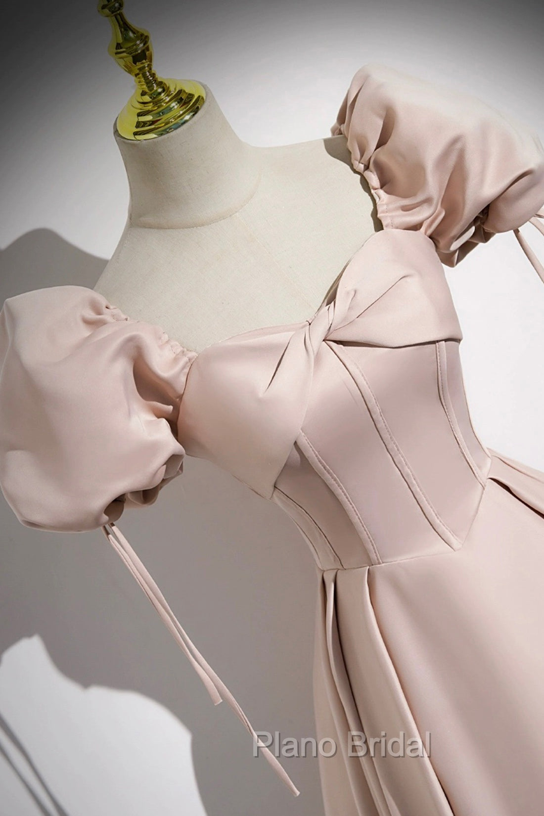 A-Line Satin Floor Length Pink Corset Formal Prom Dresses, Off the Shoulder Evening Dresses Secondary image