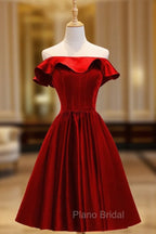 A-Line Satin Green Short Formal Prom Dresses, Green Homecoming Dresses