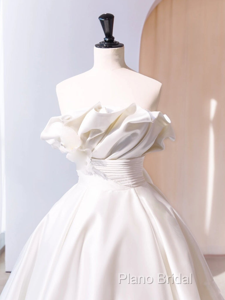 A-Line Satin Ivory Long Formal Prom Dresses, Ivory Long Formal Dresses