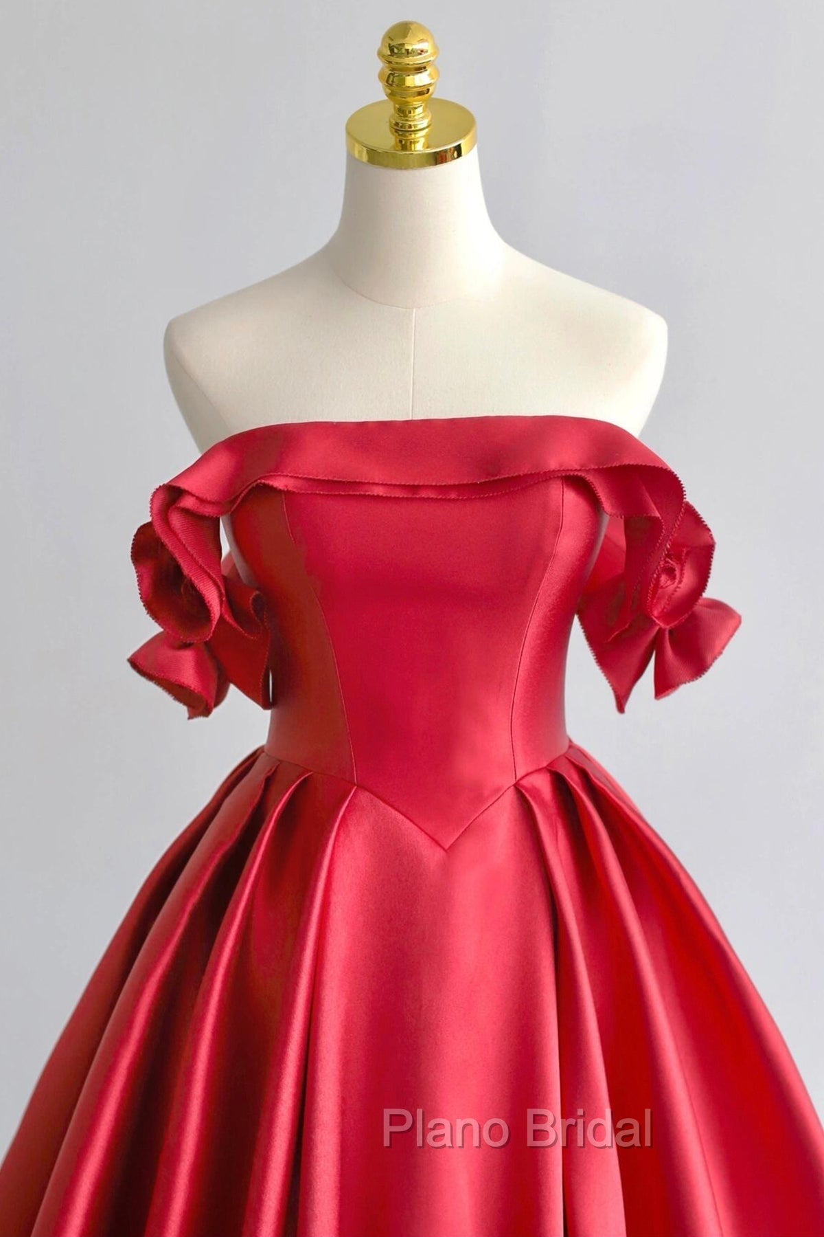 A-Line Satin Long Formal Prom Dresses, Elegant Off The Shoulder Evening Party Dresses Secondary image