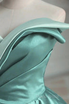 A-Line Satin Off-The-Shoulder Long Formal Prom Dresses Wedding Dresses