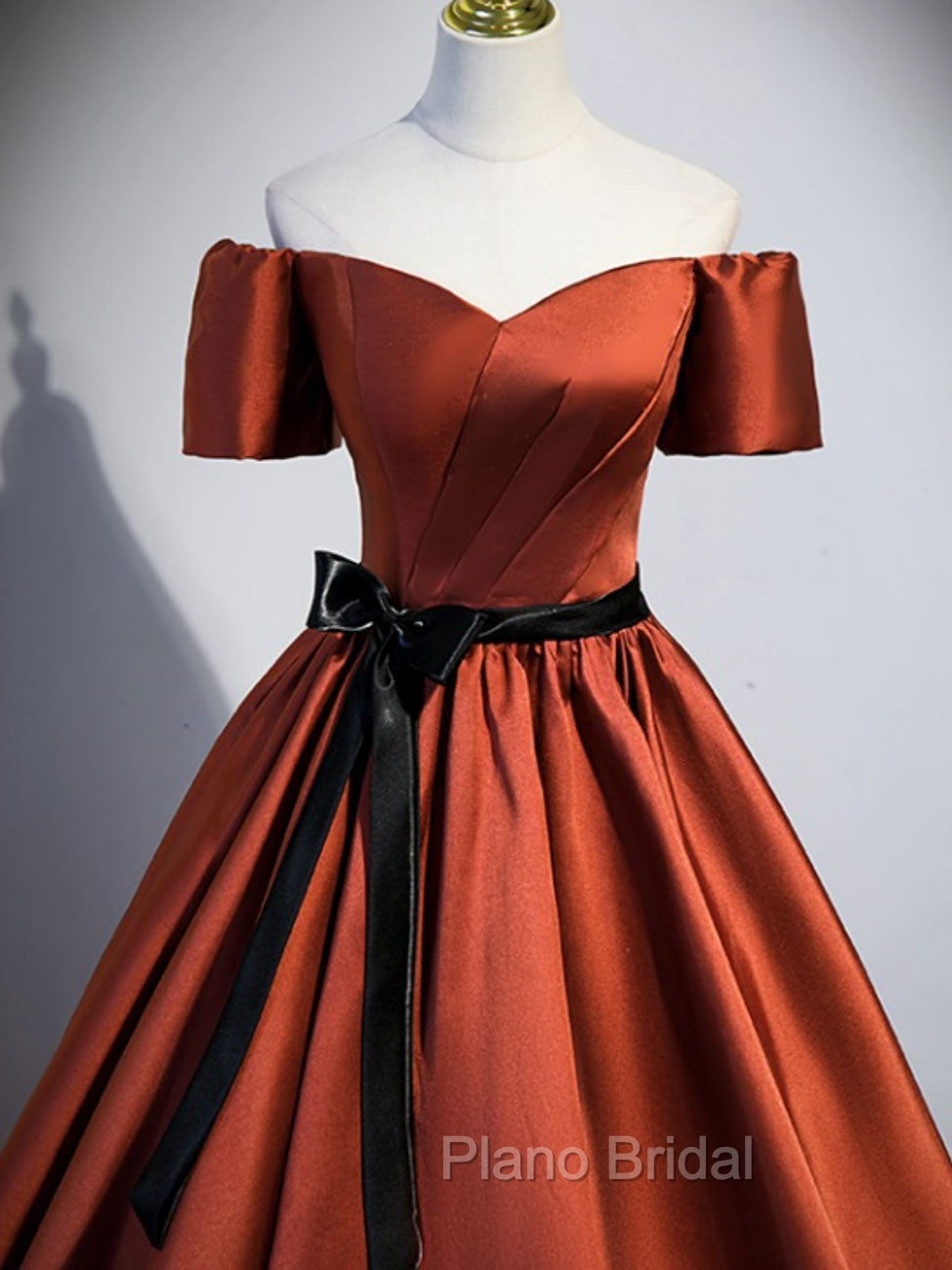 A Line Satin Orange Long Formal Prom Dresses, Orange Formal Bridesmaid Dresses
