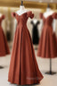A-Line Satin Orange Long Formal Prom Dresses, Orange Long Formal Dresses