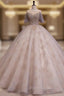 A-Line Scoop Neckline Gray Blue Long Formal Prom Dresses, Tulle Lace Long Evening Dresses