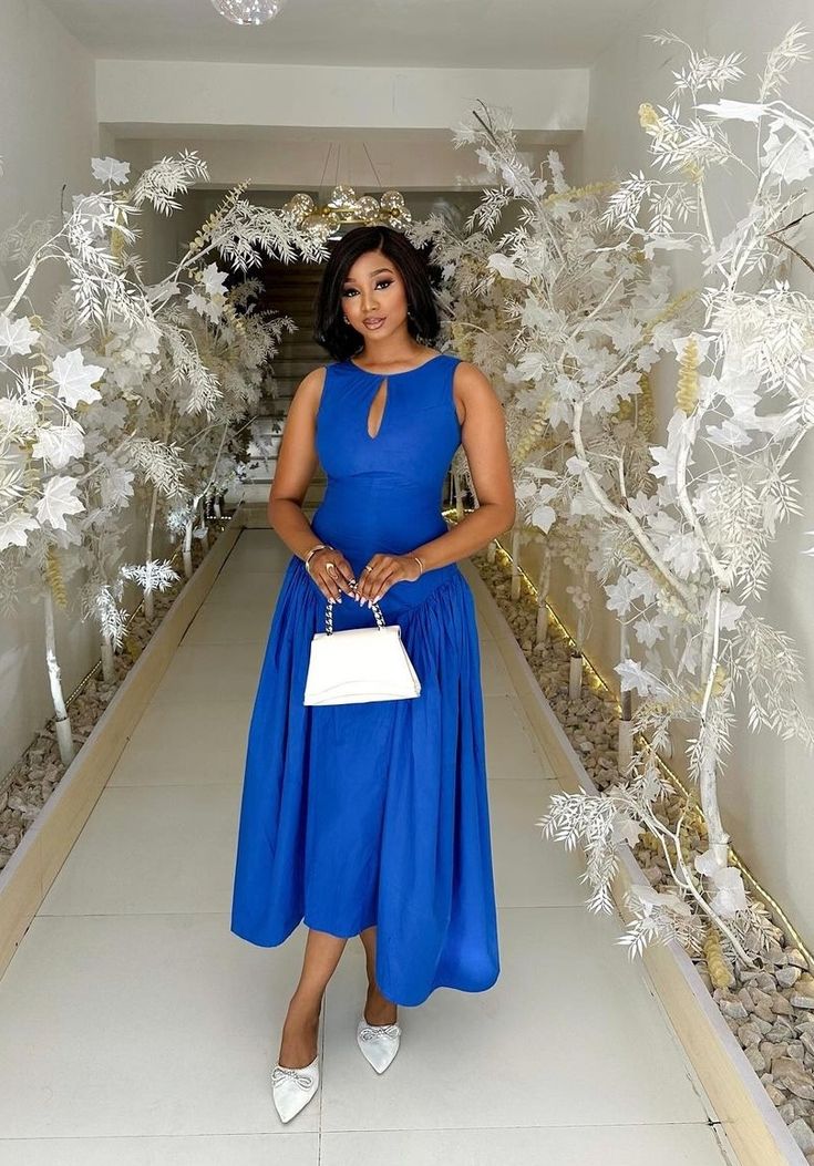 A line Scoop Neckline Royal Blue Satin Evening Dress Party Dress Prom Dress Main image