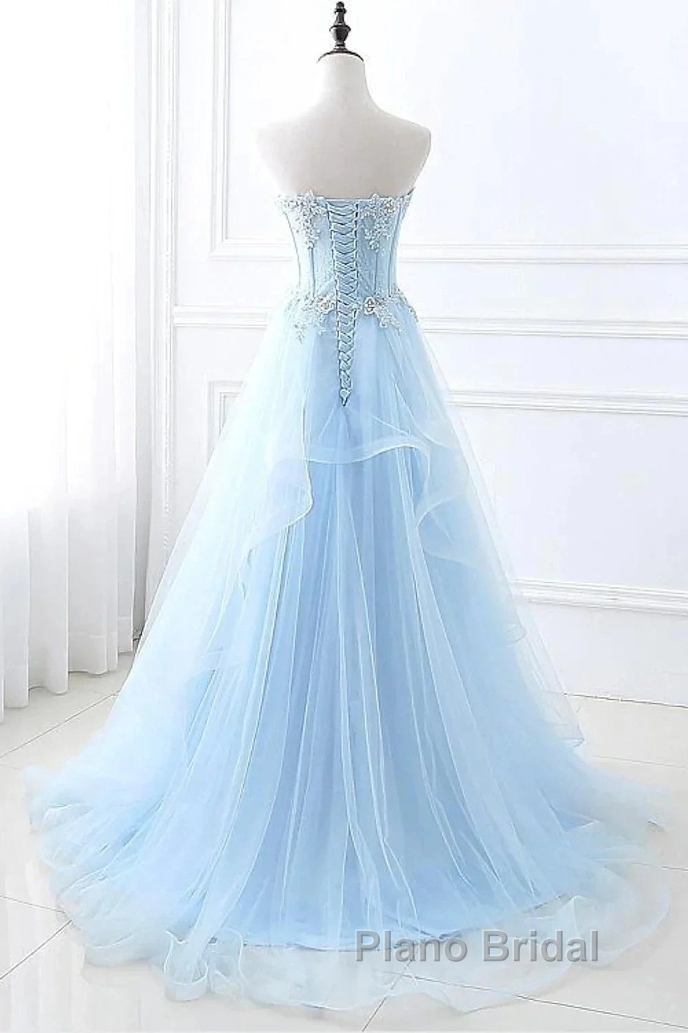 A-Line Sexy Engagement Formal Prom Birthday Dresses Strapless Sleeveless  Lace Pleats Secondary image