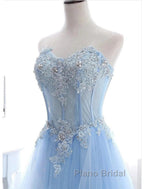 A-Line Sexy Engagement Formal Prom Birthday Dresses Strapless Sleeveless  Lace Pleats