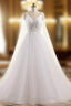 A-Line Sexy V Neck Custom Made Beaded Appliques Wedding Dresses