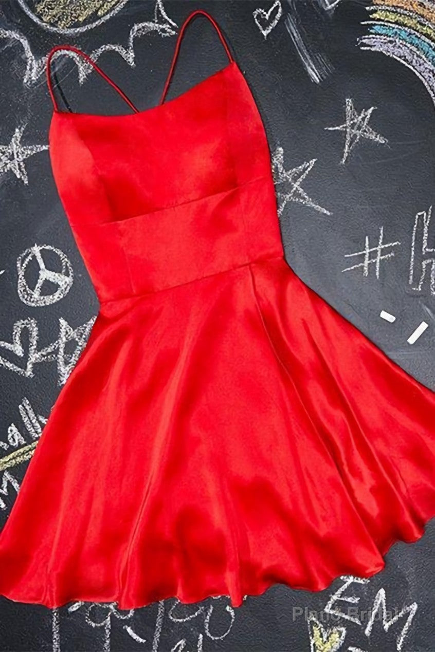 A-Line Short red Homecoming Dress Satin Party Dress Main image