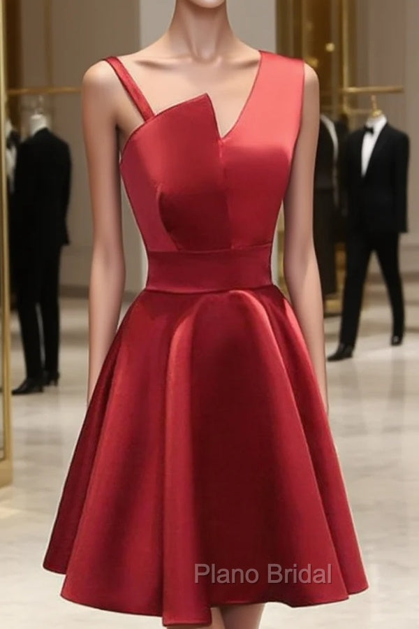 A Line Short Red Formal Prom Dresses, Short Red Graduation Homecoming Dresses