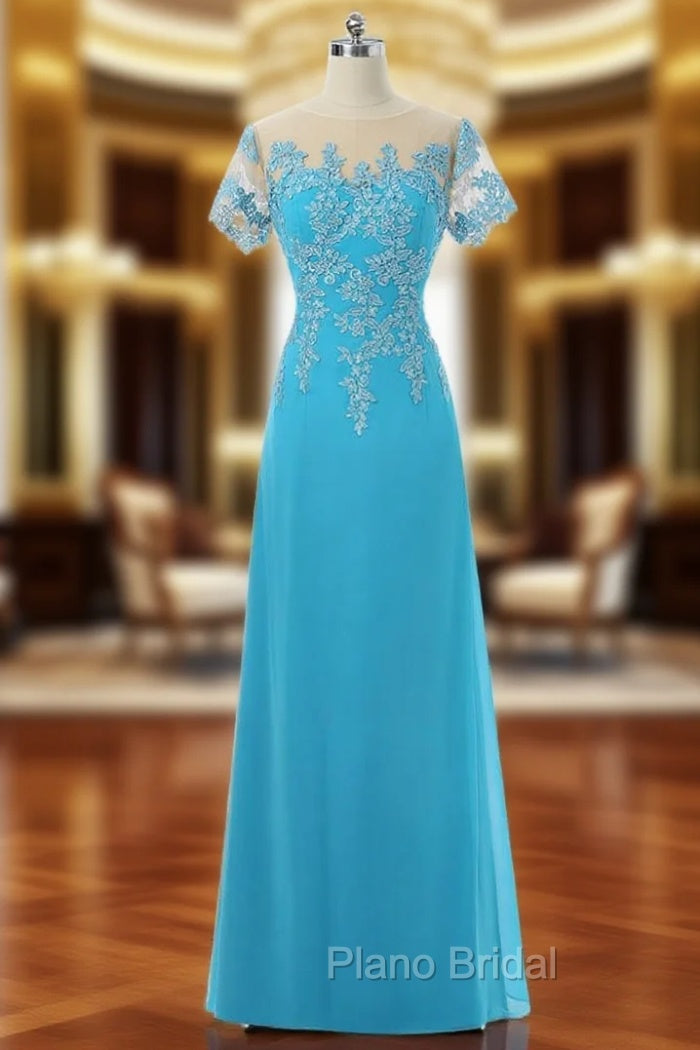 A-line Short Sleeves Chiffon Lace Mother Of The Bride Dresses