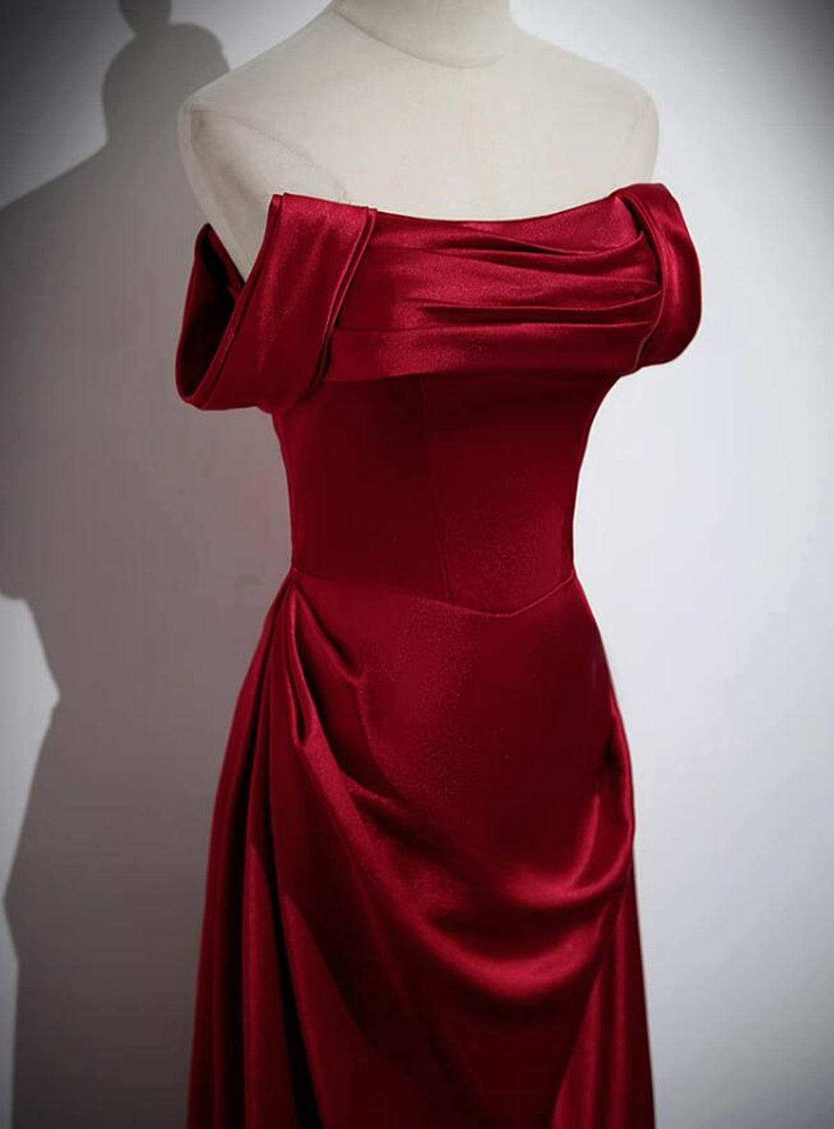 A-Line Sleeveless Wine Red Satin Formal Evening Dresses, Wine Red Long Formal Prom Dresses Secondary image