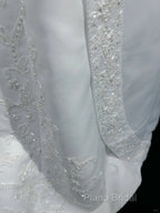 A-Line Spaghetti Strap Beaded Satin Long Formal Prom Dresses White Wedding Dresses Graduation Formal Prom Dresses