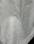 A-Line Spaghetti Strap Beaded Satin Long Formal Prom Dresses White Wedding Dresses Graduation Formal Prom Dresses