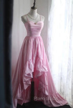 A-Line Spaghetti Strap Satin Long Wedding Dresses Birthday Quinceanera Dresses Formal Prom Dresses