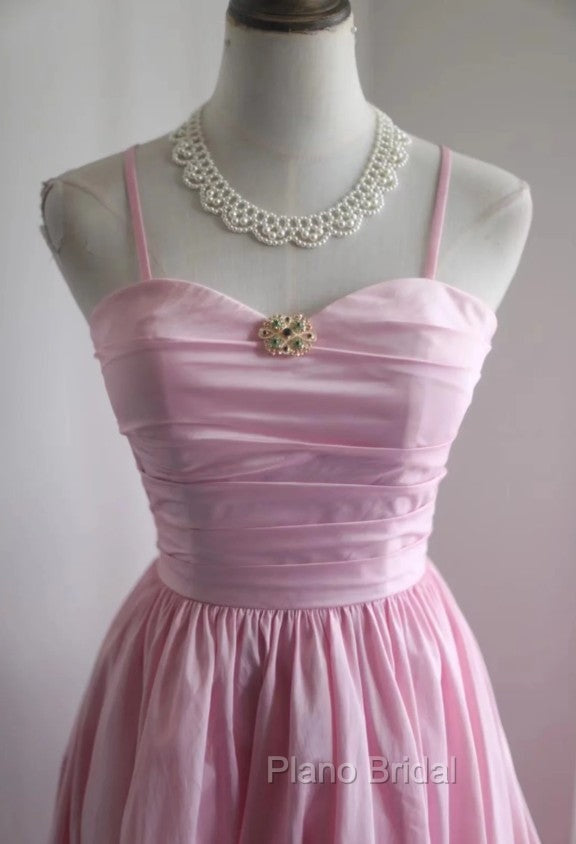 A-Line Spaghetti Strap Satin Long Wedding Dresses Birthday Quinceanera Dresses Formal Prom Dresses