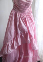 A-Line Spaghetti Strap Satin Long Wedding Dresses Birthday Quinceanera Dresses Formal Prom Dresses