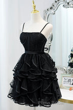 A-Line Spaghetti Strap Tulle Short Homecoming Dresses