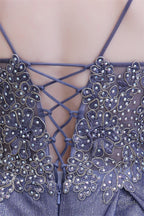 A-Line Spaghetti Straps Long Sequins Prom Dresses
