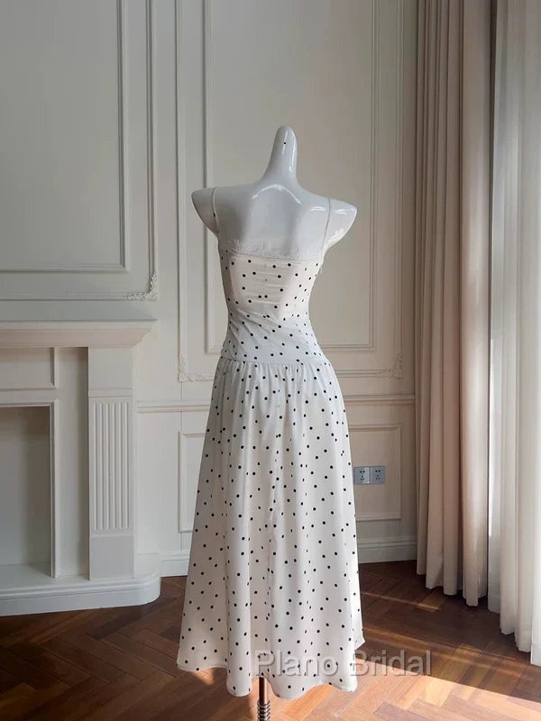 A Line Spaghetti Straps Polka Dots Lace Chiffon Formal Prom Dresses Formal Dresses Secondary image